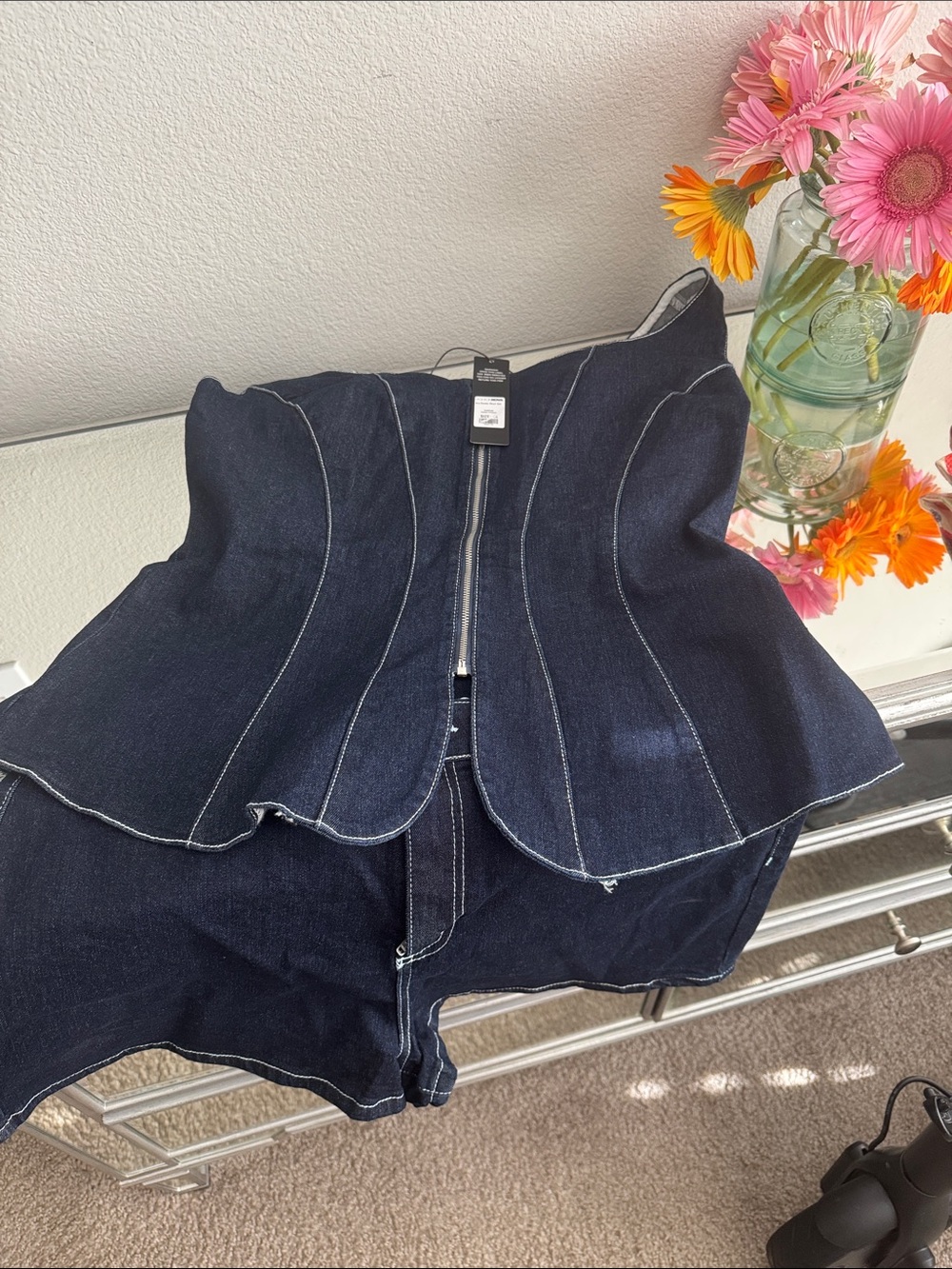 Fashion Nova Dark Indigo Denim Set (NWT)